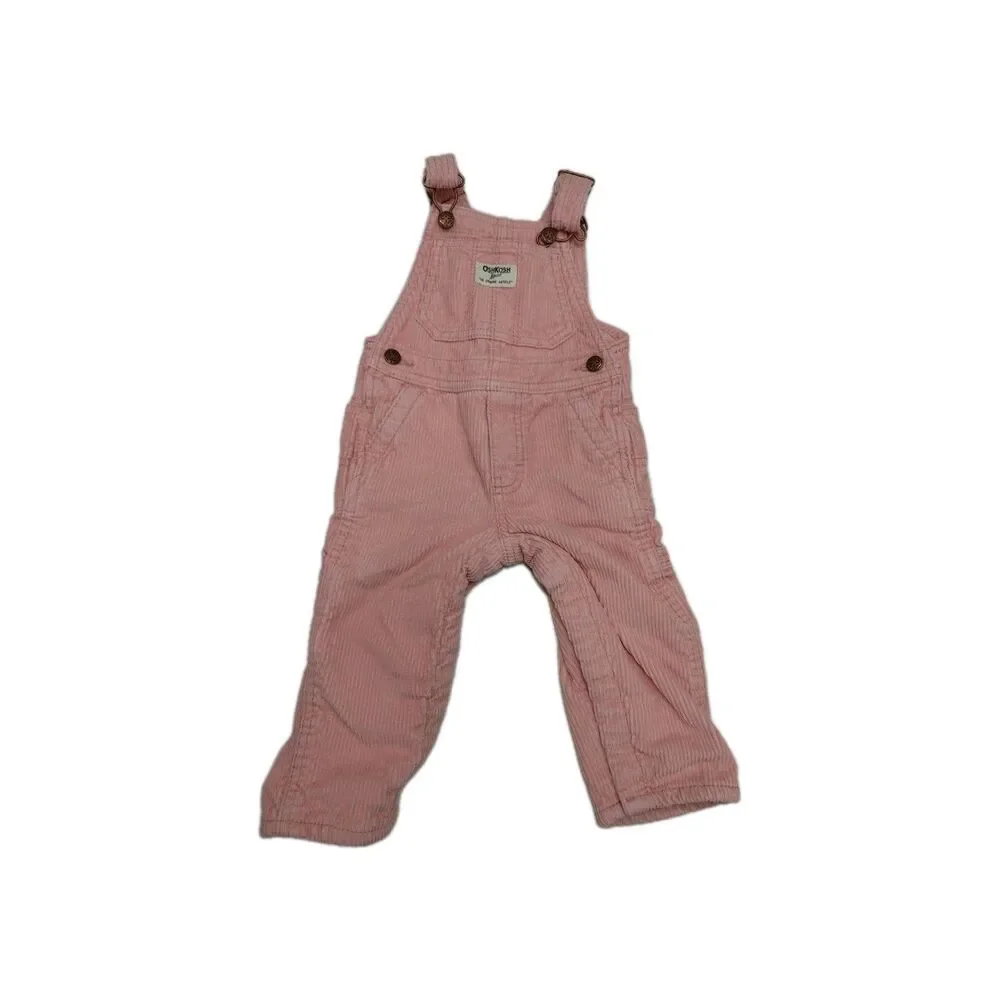 True Vintage 80s 90s Oshkosh Osh Kosh Made USA Pink Corduroy Overalls 12M (0016)